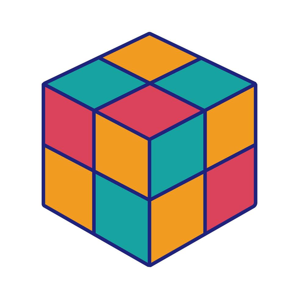 vetor de design plano de ícone de brinquedo de cubo colorido