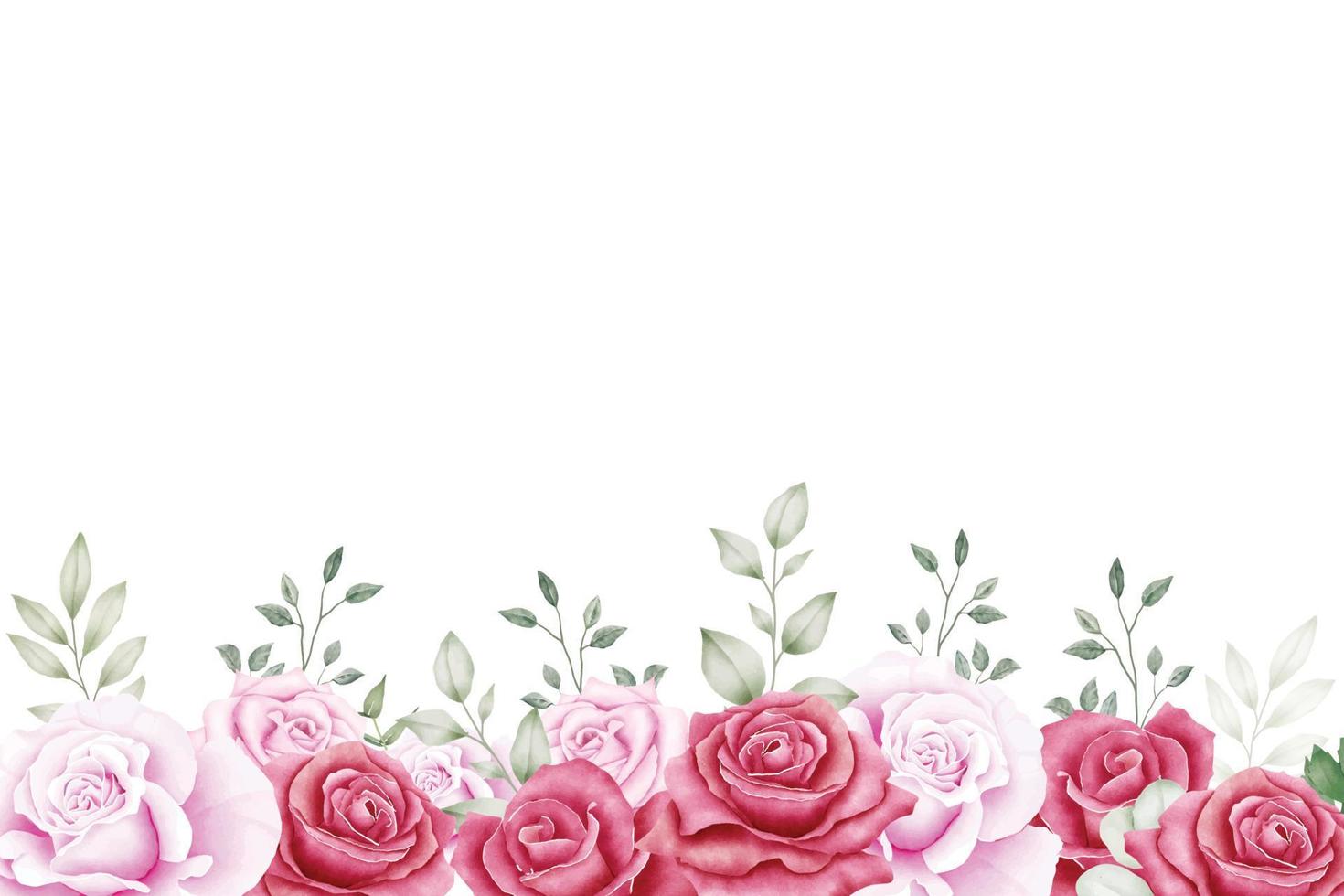 aquarela de fundo de rosas florais elegantes vetor