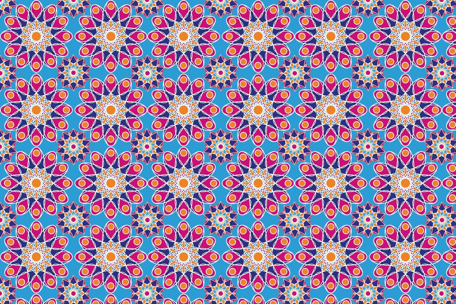 padrão marroquino sem costura, motivo geométrico islâmico. ornamentos árabes coloridos. mandala. padrões para tecidos, embalagens, papel de parede. ilustração vetorial em fundo escuro vetor