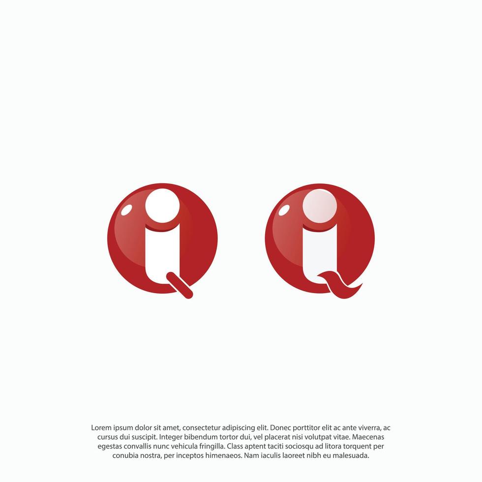 vetor de modelo de design de logotipo de letra iq ou qi, gestalt ou conceito de espaço negativo letra i dentro do vetor de design de logotipo da letra q
