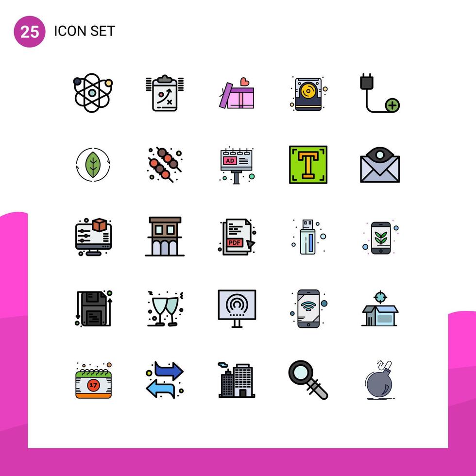 pacote de ícones vetoriais de estoque de sinais e símbolos de 25 linhas para computadores, disco de gerenciamento eletrônico, elementos de design vetoriais editáveis vetor