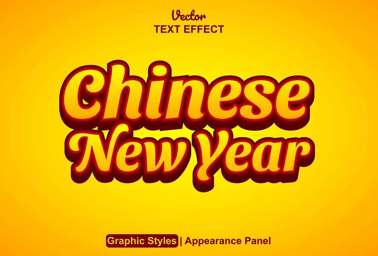 feliz ano novo chinês efeito de texto com estilo gráfico e editável. vetor