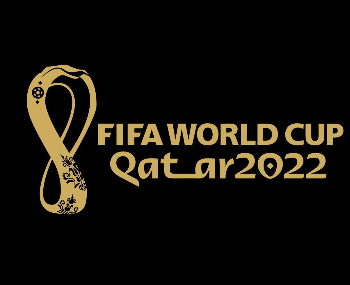 copa do mundo da fifa qatar 2022 logotipo oficial ouro mondial campeão símbolo design ilustração vetorial abstrata com fundo balck vetor