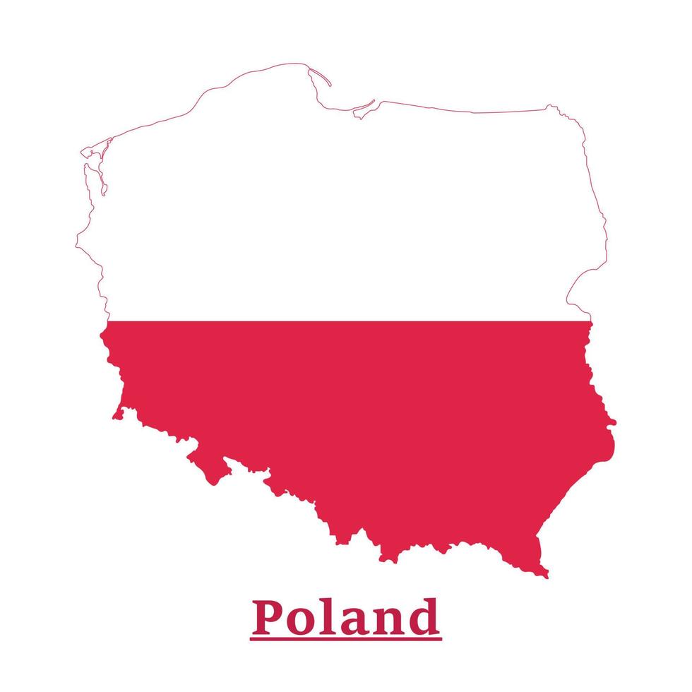 projeto do mapa da bandeira nacional da polônia, ilustração da bandeira do país da polônia dentro do mapa vetor