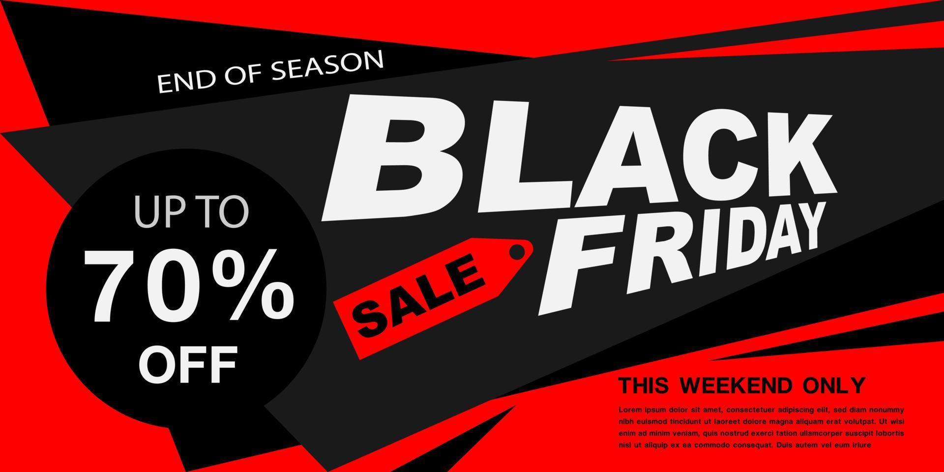promoção de banner de venda sexta-feira negra branco preto geométrico em vetor de design de layout vermelho