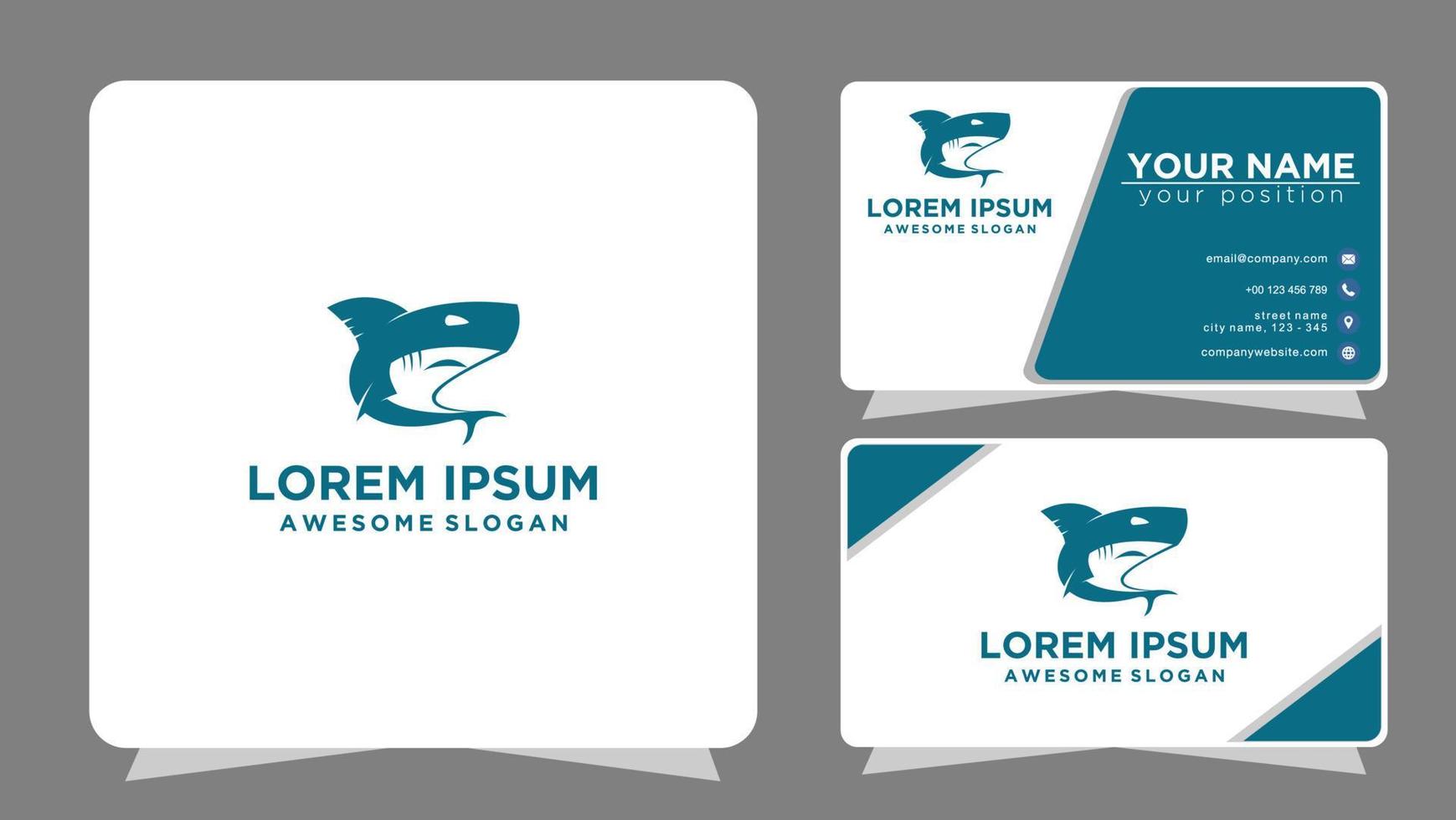 modelo de logotipo de tubarão com cartão de visita vetor
