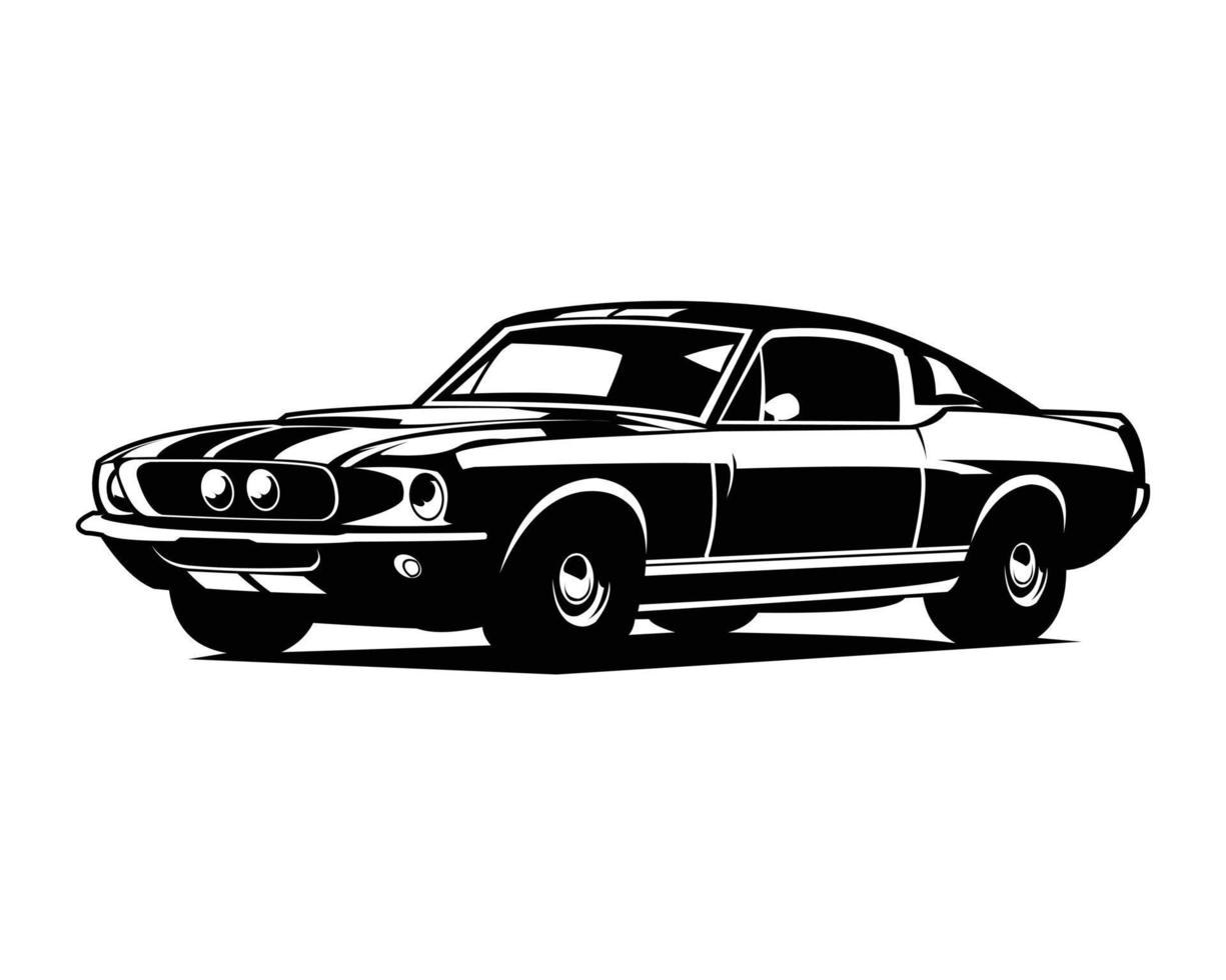 Shelby muscle car logotipo isolado vista de fundo branco do lado. melhor para a indústria automobilística. ilustração vetorial disponível no eps 10. vetor