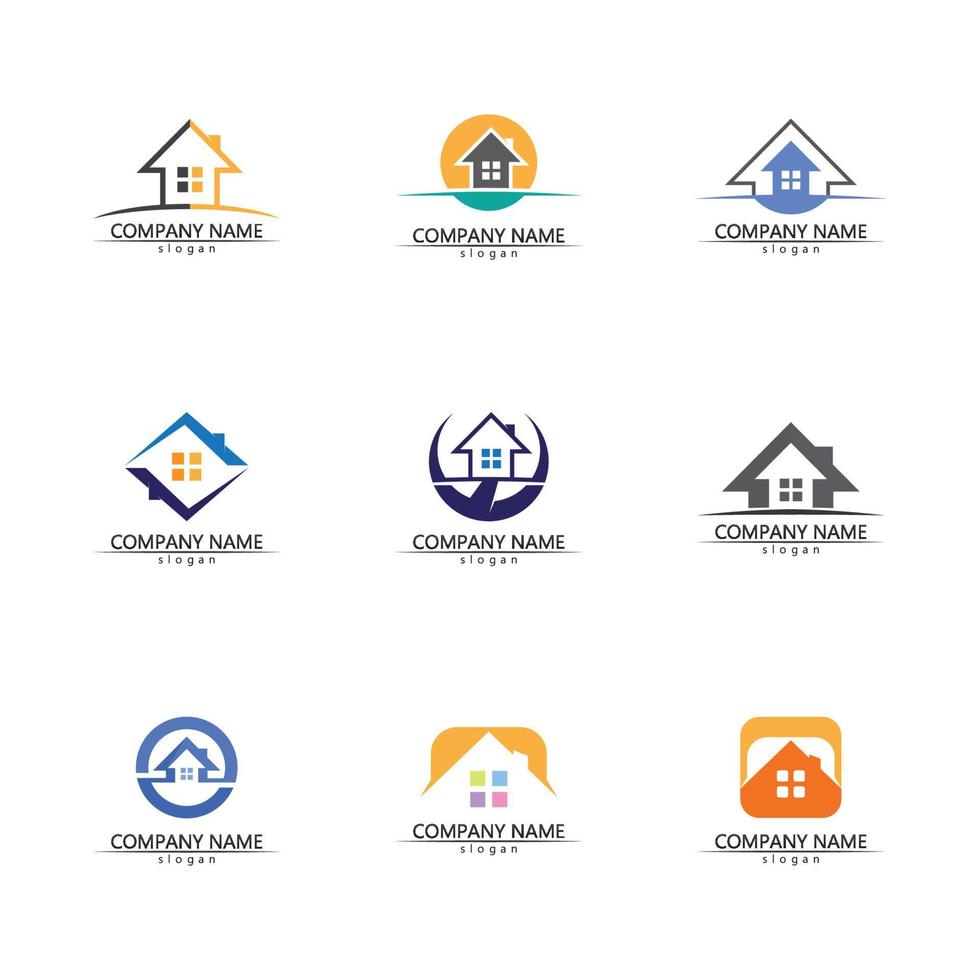 design de ilustração vetorial de logotipo de construção, modelo de logotipo imobiliário, ícone de símbolo de logotipo vetor