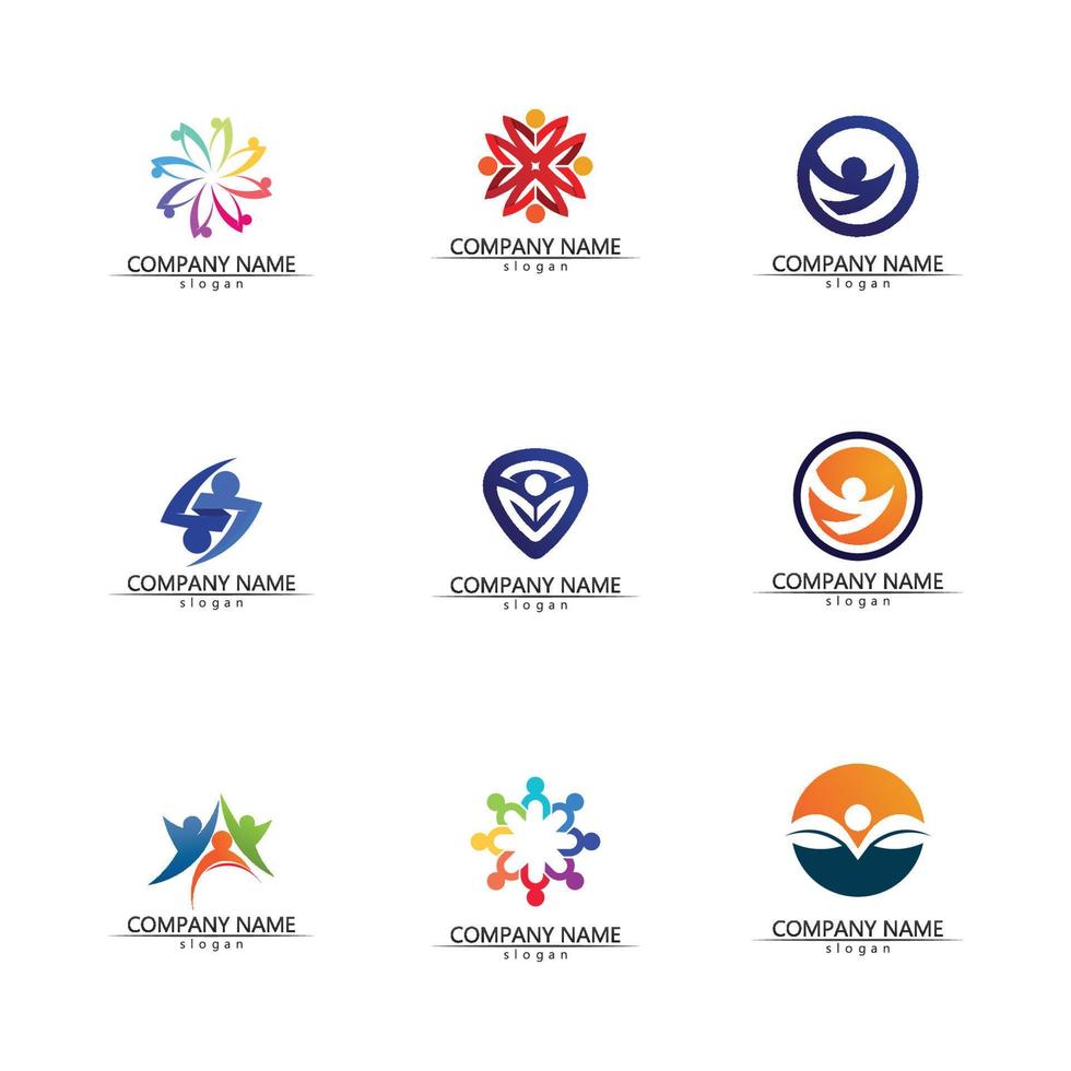 design de ilustração de logotipo de vetor de grupo de trabalho de ícone de pessoas