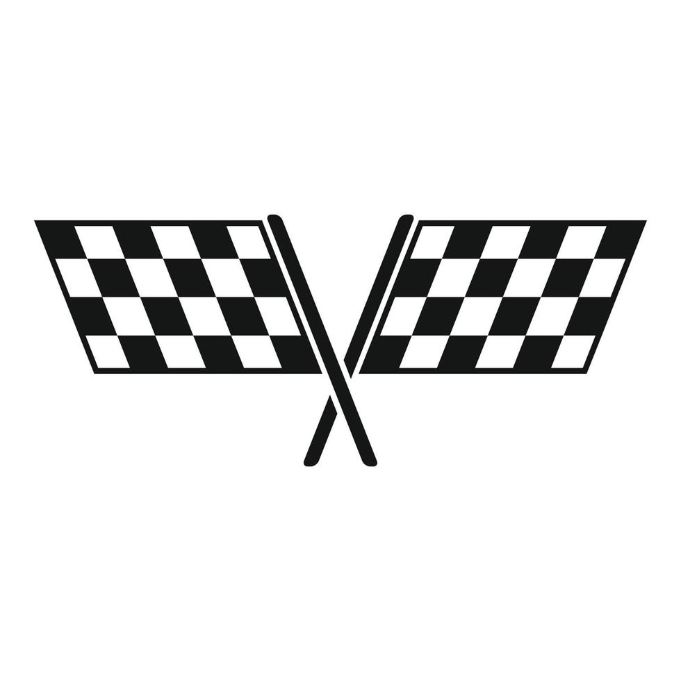 ícone de bandeiras de corrida cruzadas, estilo simples vetor