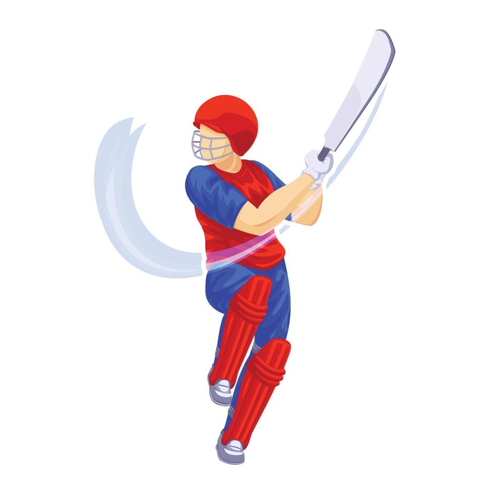ícone de tiro de jogador de críquete, estilo cartoon vetor