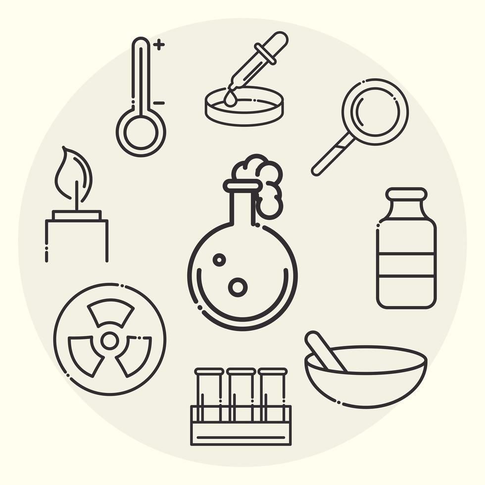 conjunto de ícones de biologia, química e ciência vetor