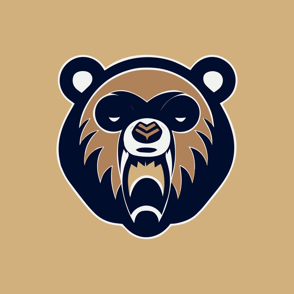 logotipo de urso para emblema de mascote de equipe esportiva. vetor