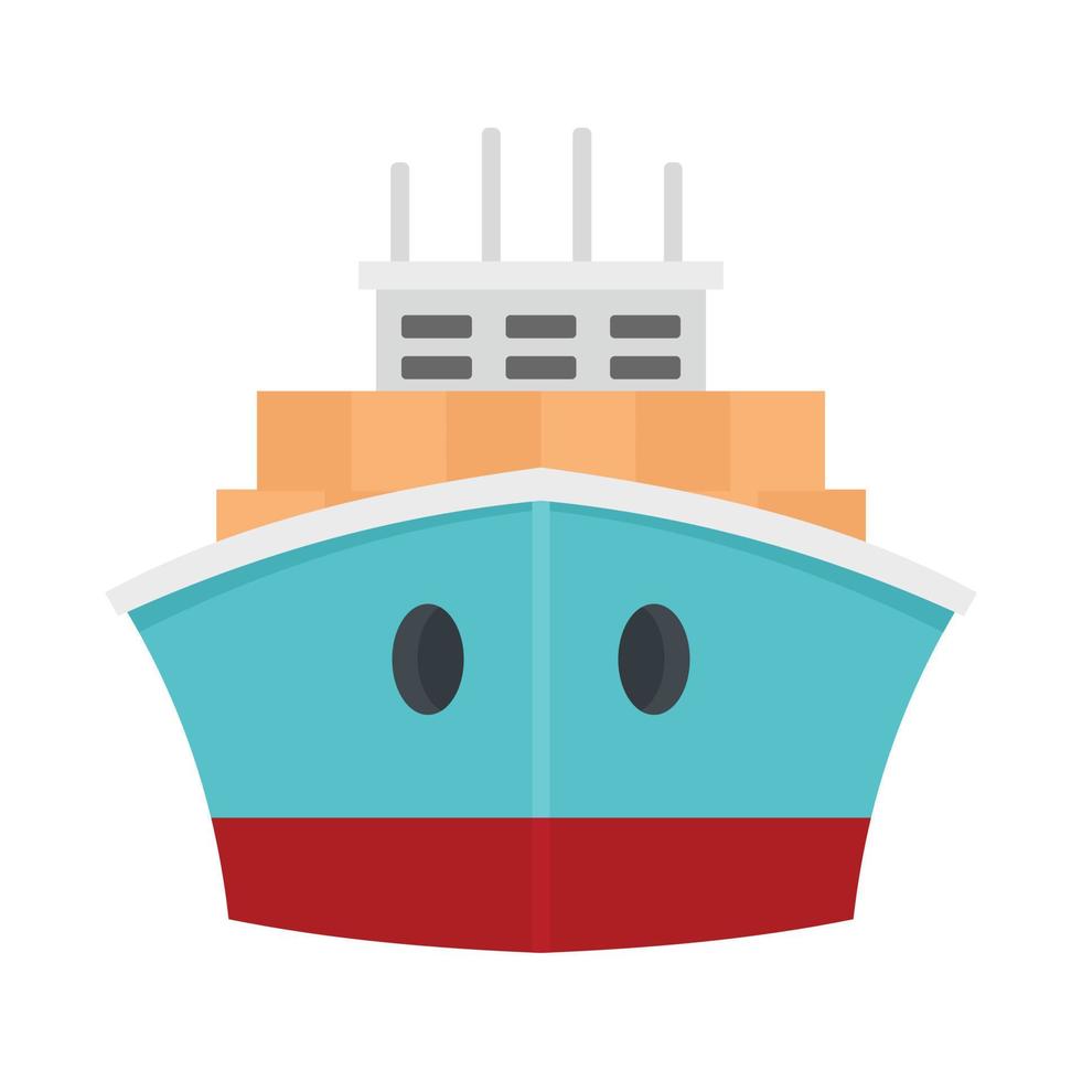 ícone do navio porta-contentores frontal, estilo simples vetor