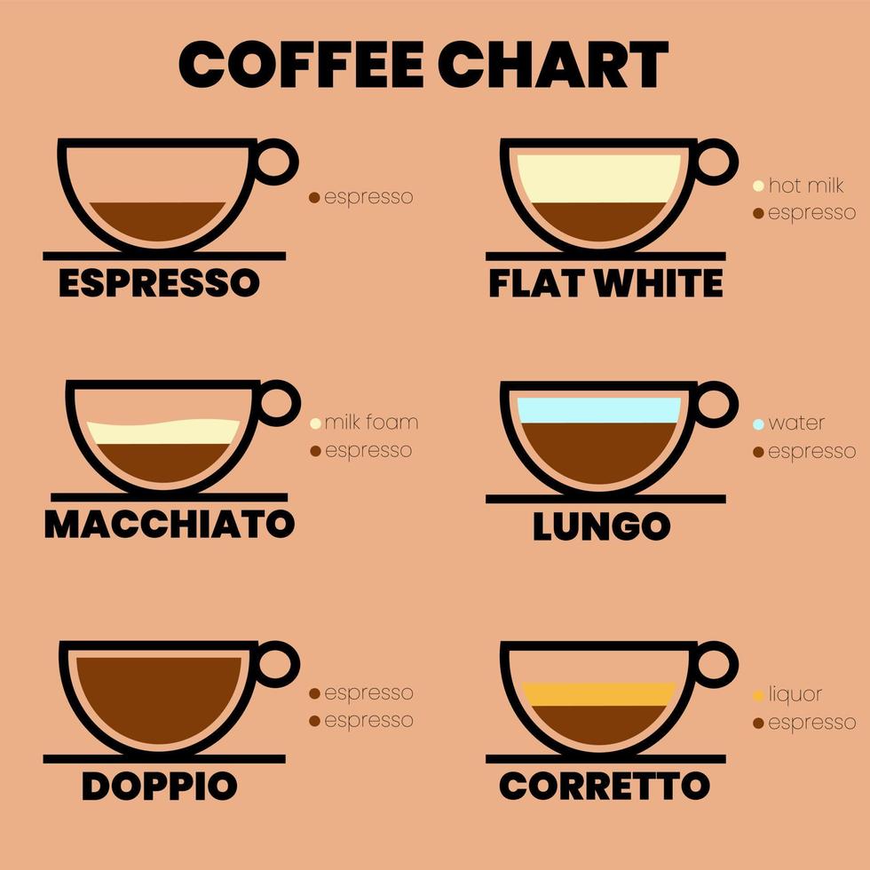 ilustração em vetor infográfico de tipos de café