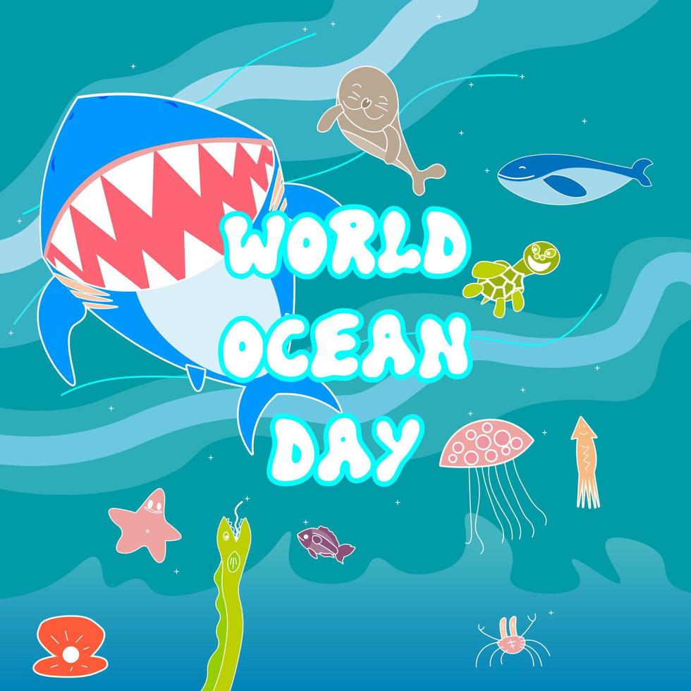 design vetorial do dia mundial do oceano vetor