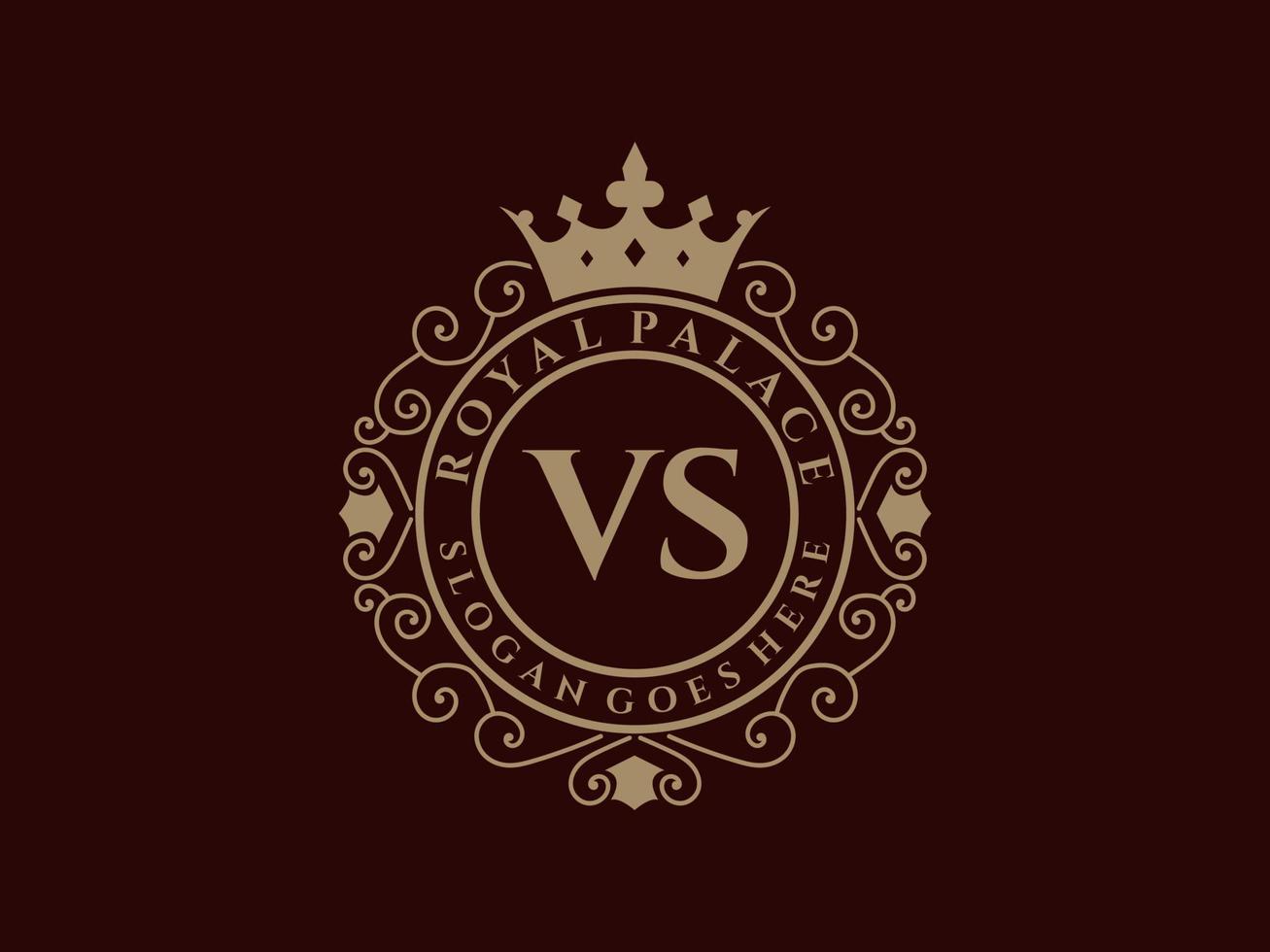 carta vs antigo logotipo vitoriano de luxo real com moldura ornamental. vetor