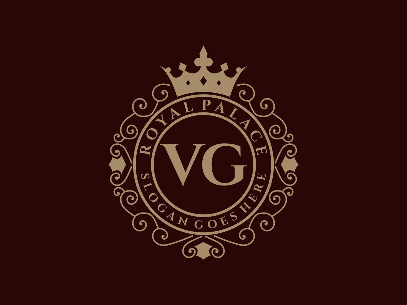 carta vg antigo logotipo vitoriano de luxo real com moldura ornamental. vetor