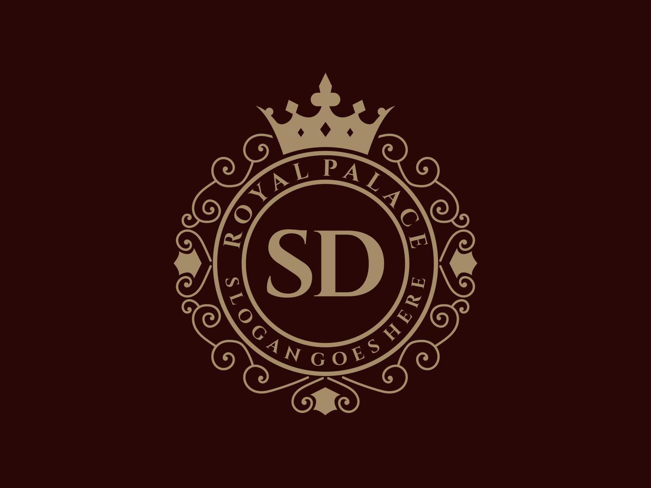 carta sd antigo logotipo vitoriano de luxo real com moldura ornamental. vetor