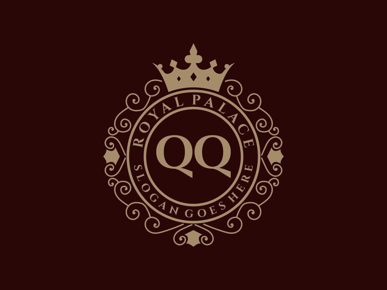 carta qq antigo logotipo vitoriano de luxo real com moldura ornamental. vetor