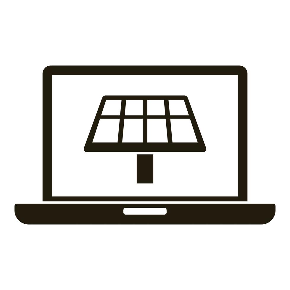 ícone do painel solar de controle de laptop, estilo simples vetor
