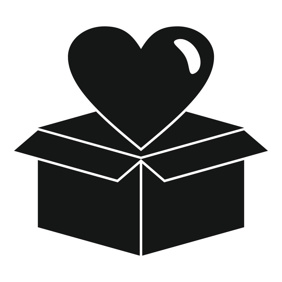 coração no ícone da caixa, estilo simples vetor
