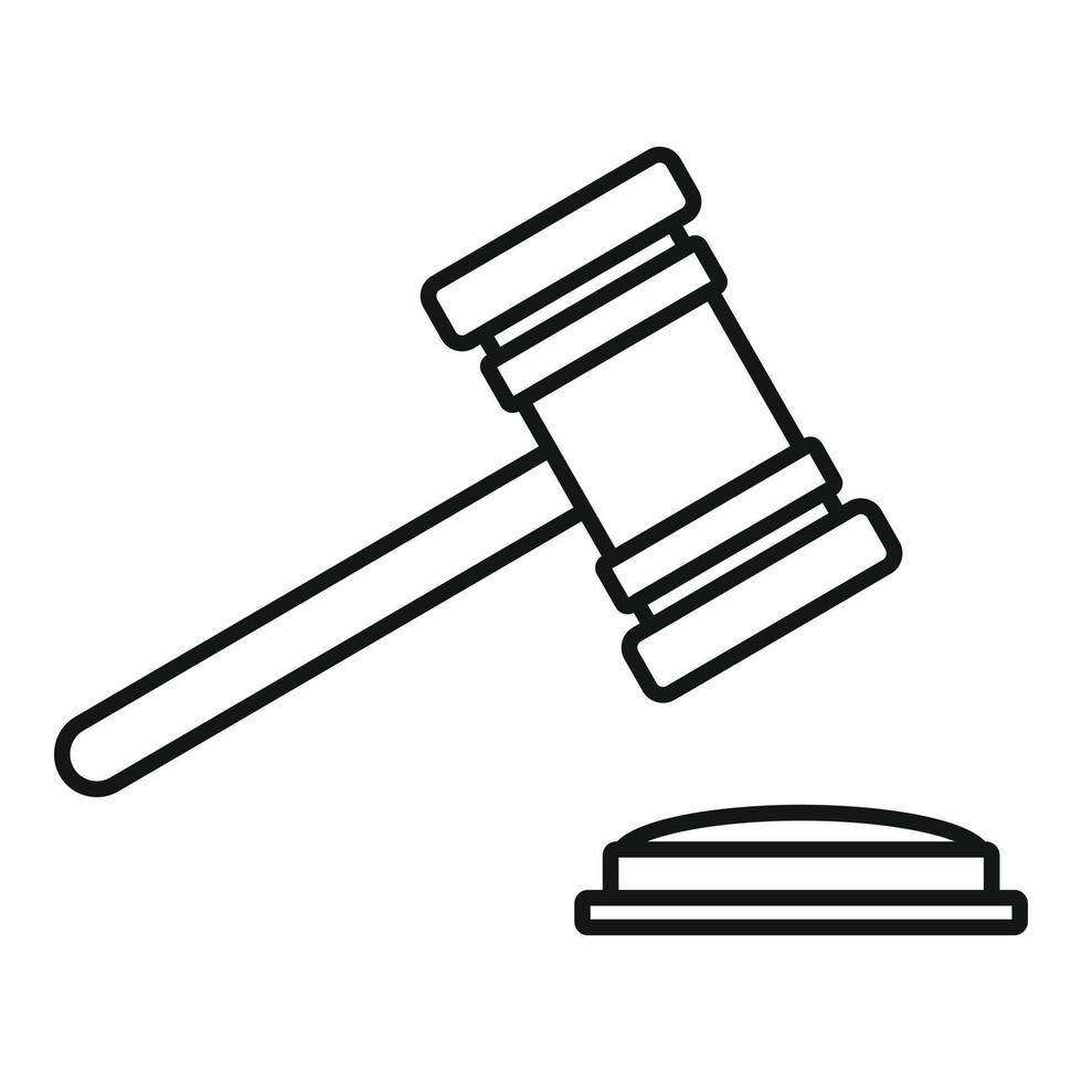 ícone de martelo de juiz, estilo de estrutura de tópicos vetor