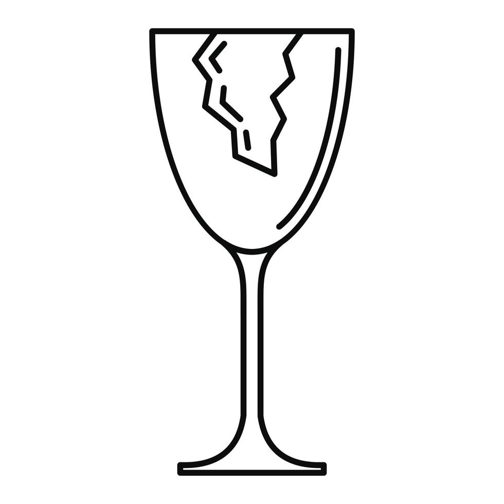 ícone de copo de vinho rachado, estilo de estrutura de tópicos vetor