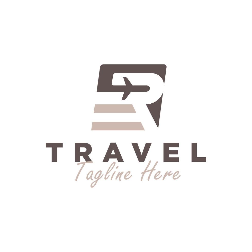 logotipo de ilustração vetorial de agência de viagens com letra r vetor