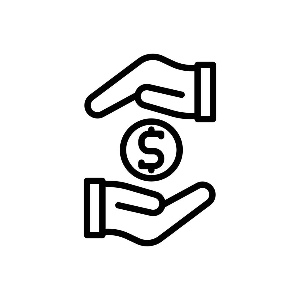 ícone do vetor de ilustração ganhando, moeda, ouro, mão, transação, dinheiro.