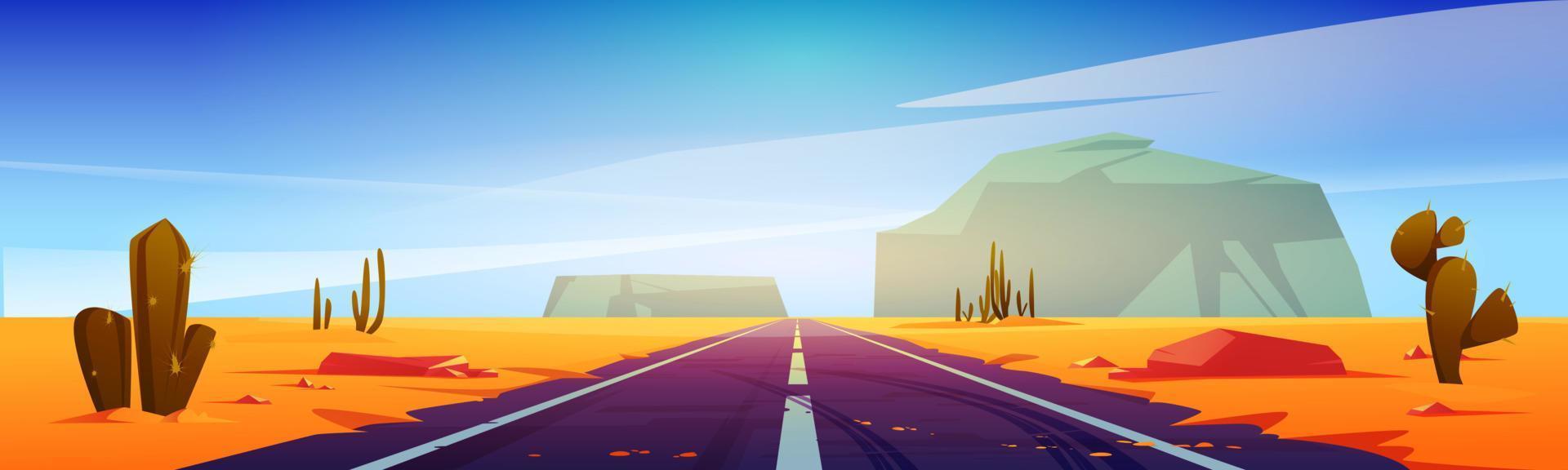estrada na paisagem do cenário do deserto com rochas vetor