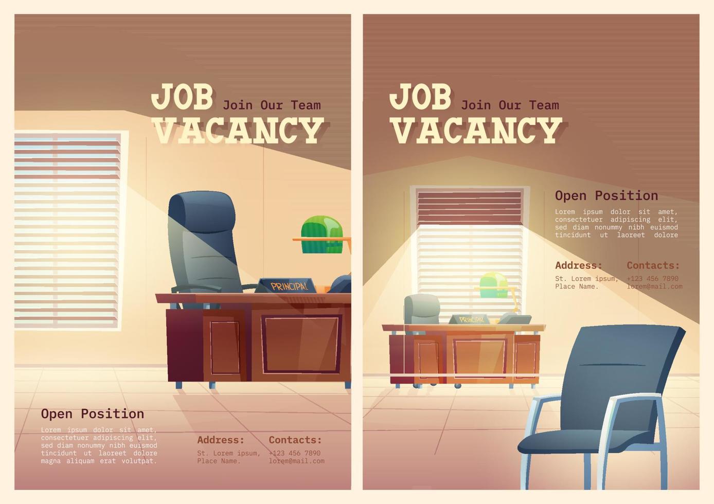 cartazes de desenhos animados de vagas de emprego, estamos contratando conceito vetor
