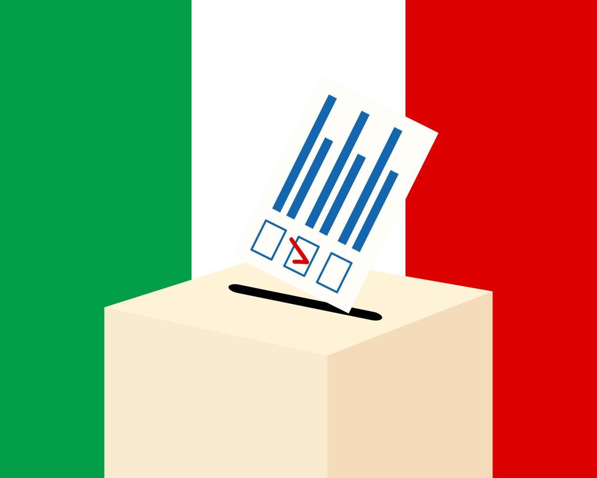 eleição na Itália. papel de voto e uma urna vetor