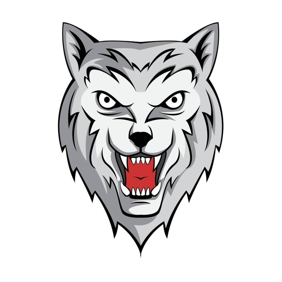 ilustração de cabeça de lobo zangado vetor