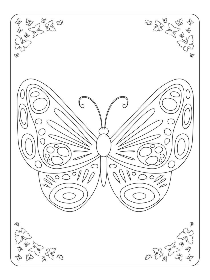 página de coloração de borboleta para arte de linha infantil vetor