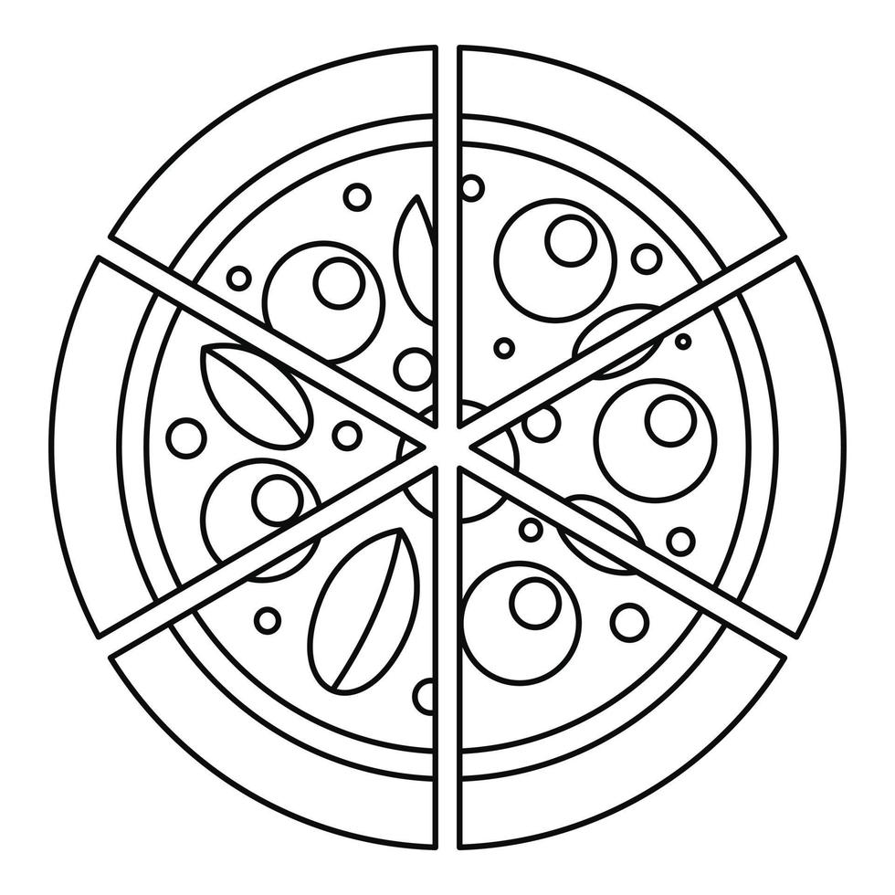 ícone de pizza de quatro queijos, estilo de estrutura de tópicos vetor