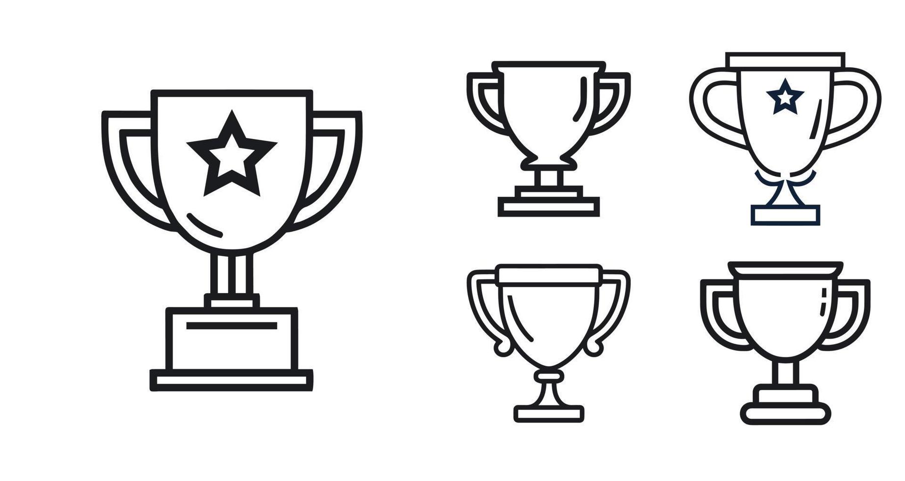 conjunto de pictograma de ilustração de ícone de linha mínima de troféu vetor