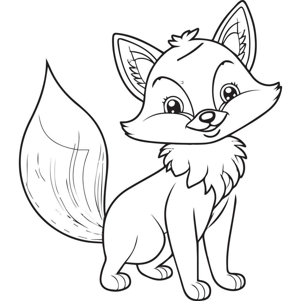 Raposa Fofa Dos Desenhos Animados Para Colorir Ilustração Vetorial De  Página PNG , Esboço De Desenho Animado, Desenho De Animais, Livro De Cores  PNG Imagem para download gratuito