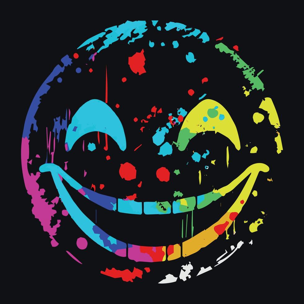 emoticon colorido ácido. pintura splatter estilo grafite emoji, ilustração vetorial. vetor