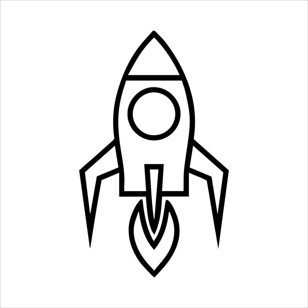 pictograma de foguete, ilustração de ícone vetorial de linha mínima de nave espacial. vetor