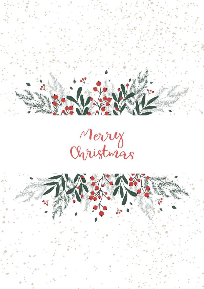 cartaz de ano novo e natal com uma composição de inverno de ramos e bagas em um envelope em um fundo branco, vetor. vetor