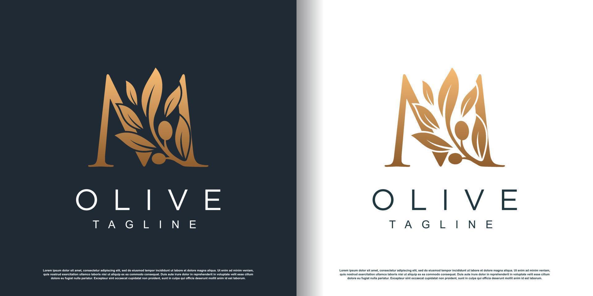 ícone de logotipo verde-oliva com conceito de letra m vetor premium