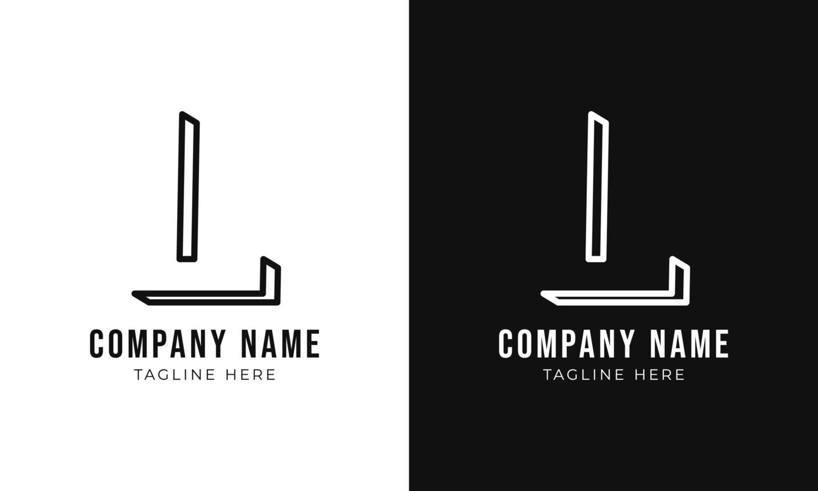 modelo de design de logotipo de monograma de letra inicial l. estilo de contorno 3d l logotipo e cores pretas vetor