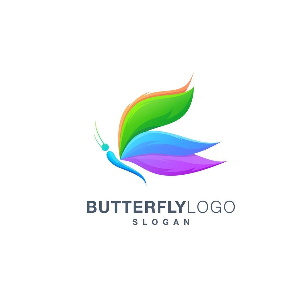 design de logotipo de borboleta colorida vetor