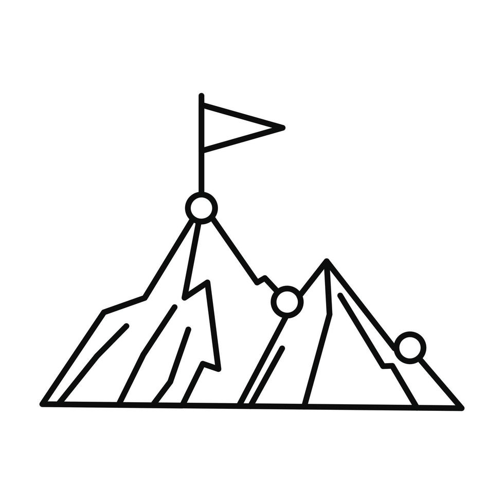 ícone de alvo de montanha de negócios, estilo de estrutura de tópicos vetor