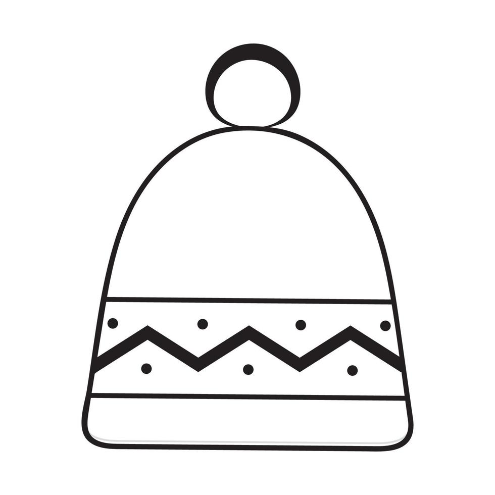 chapéu, cocar de inverno de malha. roupas quentes de inverno. Doodle estilo simples. vetor