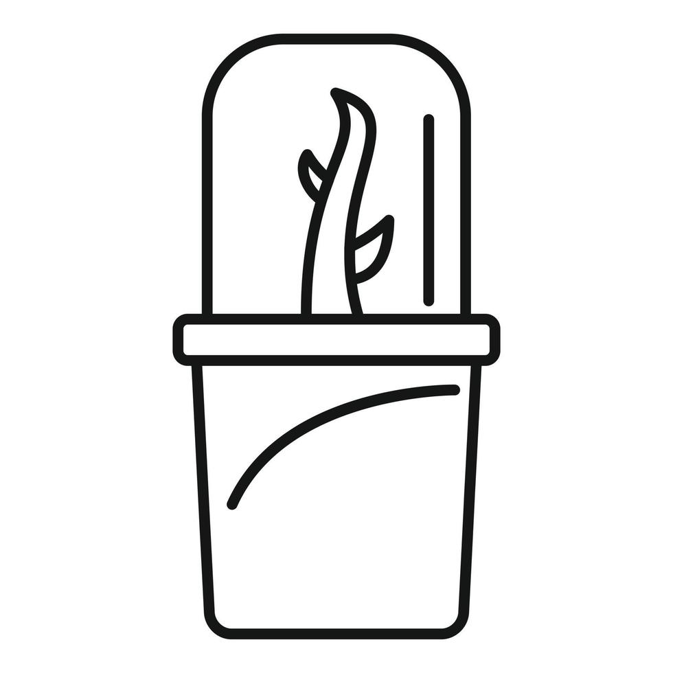 ícone de vaso de planta de vidro, estilo de estrutura de tópicos vetor