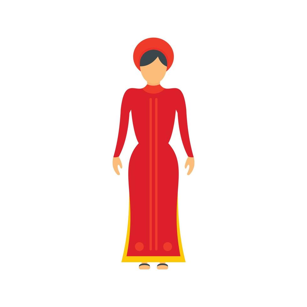 ícone da mulher vietnamita, estilo simples vetor