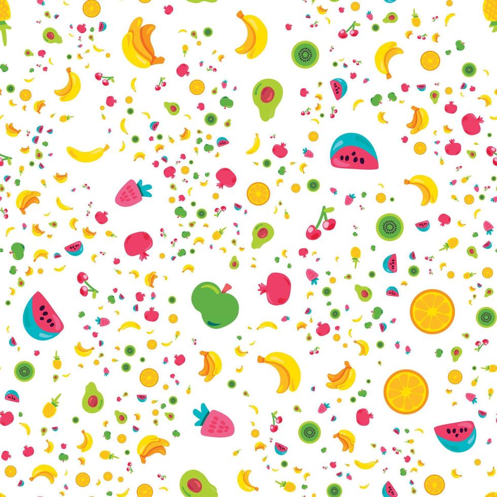 frutas suculentas de verão brilhante pintadas com padrão uniforme vetor
