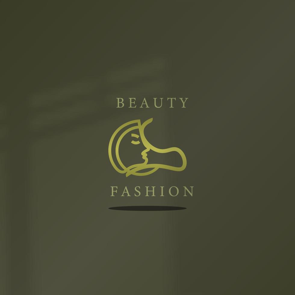 logotipo ícone design beleza rosto forma mulher cor ouro luxo simples elegante, para loja, produtos de beleza eps 10 vetor